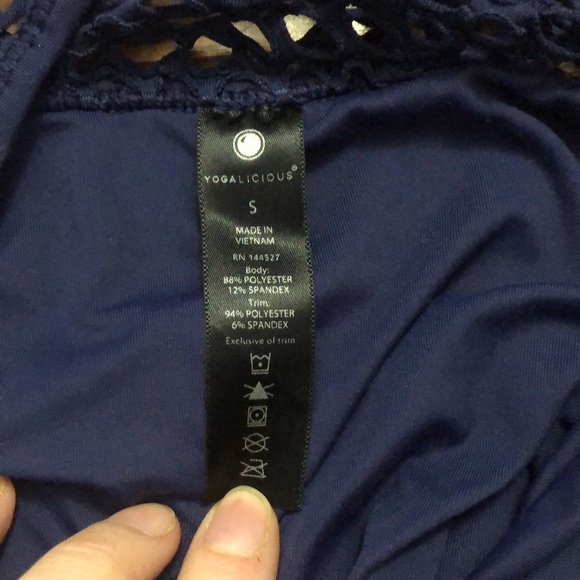 Yogalicious Navy Mesh Cut Out Tank Top - Picture 6 of 6